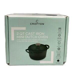 Crofton Cast Iron 2 Qt Mini Dutch Oven Enameled Sealed Induction Green New